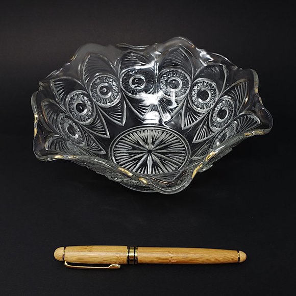 Antique Glass Bowl Peacock Feather Style - Picture 11 of 11